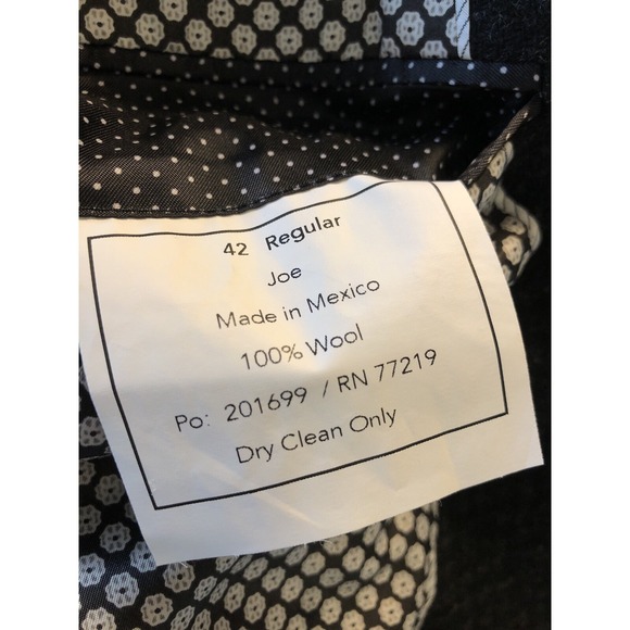 Joseph Abboud Blazer Mens 42R Black 100% Wool Tweed Joe Business Casual 2 Button - Picture 7 of 8